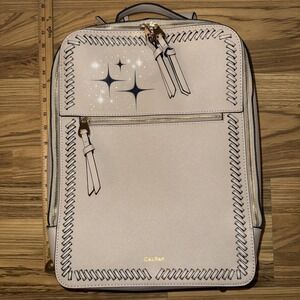 Calpak Kaya 15 In Laptop Backpack Carry On Luggage Tan Rose Gold Faux Leather